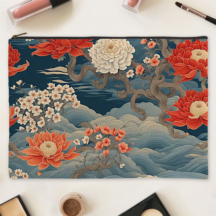 Seamless Pattern Chinoiserie Flowers Cosmetic Bag (XXXL)