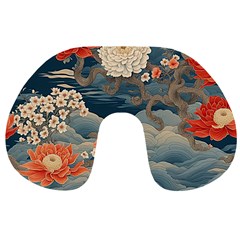 Seamless Pattern Chinoiserie Flowers Travel Neck Pillow