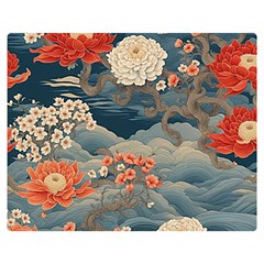 Seamless Pattern Chinoiserie Flowers Two Sides Premium Plush Fleece Blanket (teen Size)