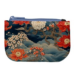 Seamless Pattern Chinoiserie Flowers Large Coin Purse