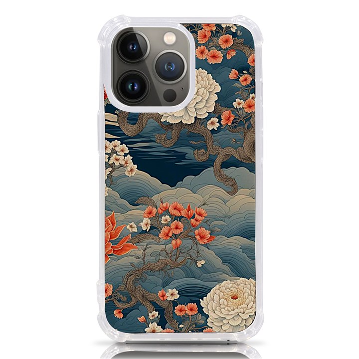 Seamless Pattern Chinoiserie Flowers iPhone 13 Pro TPU UV Print Case