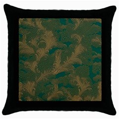 Seamless Pattern Pattern Leaves Throw Pillow Case (Black)