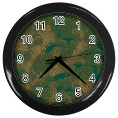 Seamless Pattern Pattern Leaves Wall Clock (black)