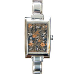 Seamless Pattern Patterns Leaves Vintage Rectangle Italian Charm Watch