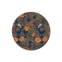 Seamless Pattern Patterns Leaves Vintage Rubber Round Coaster (4 Pack)