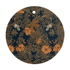 Seamless Pattern Patterns Leaves Vintage Round Ornament (two Sides)