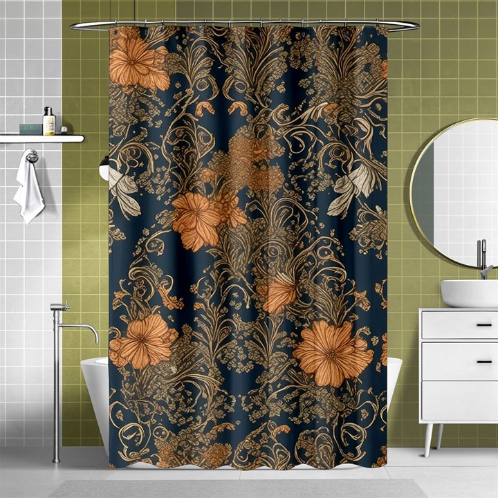 Seamless Pattern Patterns Leaves Vintage Shower Curtain 48  x 72  (Small) 