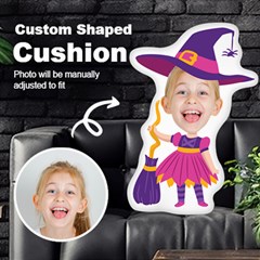 Personalized Photo in Witch Cartoon Style Custom Shaped Cushion - Cut To Shape Cushion