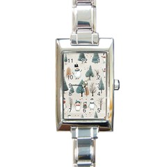 Snowman Snow Christmas Rectangle Italian Charm Watch