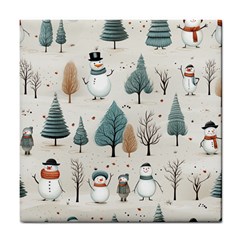 Snowman Snow Christmas Tile Coaster by Ravend