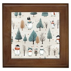 Snowman Snow Christmas Framed Tile