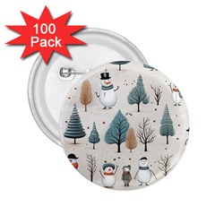 Snowman Snow Christmas 2 25  Buttons (100 Pack) 