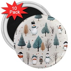 Snowman Snow Christmas 3  Magnets (10 Pack) 