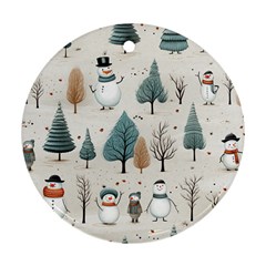 Snowman Snow Christmas Round Ornament (two Sides)