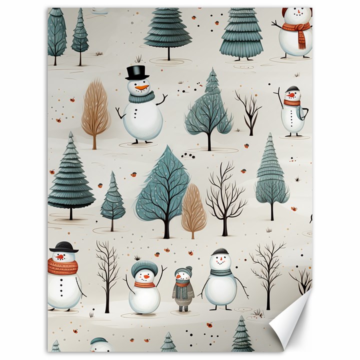 Snowman Snow Christmas Canvas 12  x 16 