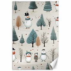 Snowman Snow Christmas Canvas 24  X 36  by Ravend