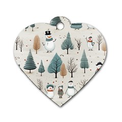 Snowman Snow Christmas Dog Tag Heart (one Side)