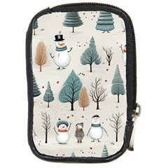 Snowman Snow Christmas Compact Camera Leather Case