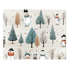 Snowman Snow Christmas Two Sides Premium Plush Fleece Blanket (large)