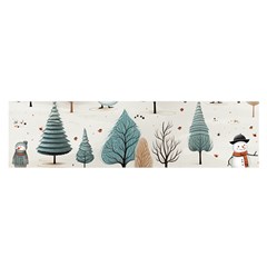 Snowman Snow Christmas Oblong Satin Scarf (16  X 60 )