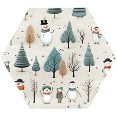 Snowman Snow Christmas Wooden Puzzle Hexagon