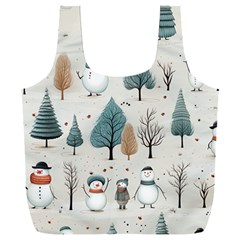 Snowman Snow Christmas Full Print Recycle Bag (xxl) by Ravend