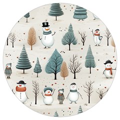 Snowman Snow Christmas Round Trivet