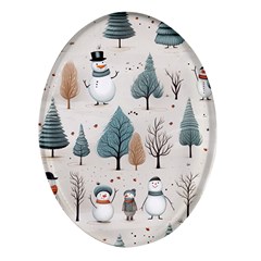 Snowman Snow Christmas Oval Glass Fridge Magnet (4 Pack)