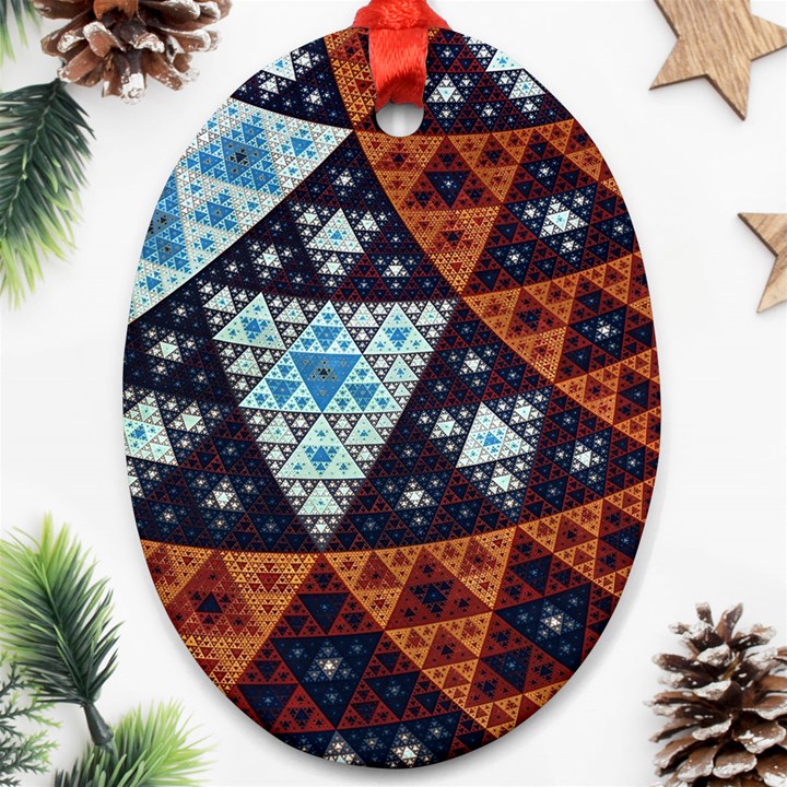 Fractal Triangle Geometric Abstract Pattern Ornament (Oval)