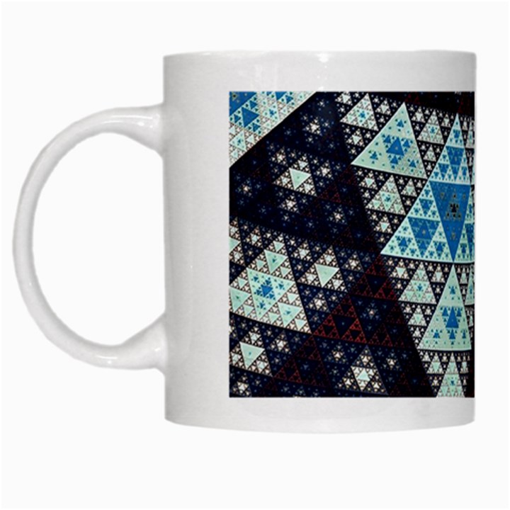 Fractal Triangle Geometric Abstract Pattern White Mug