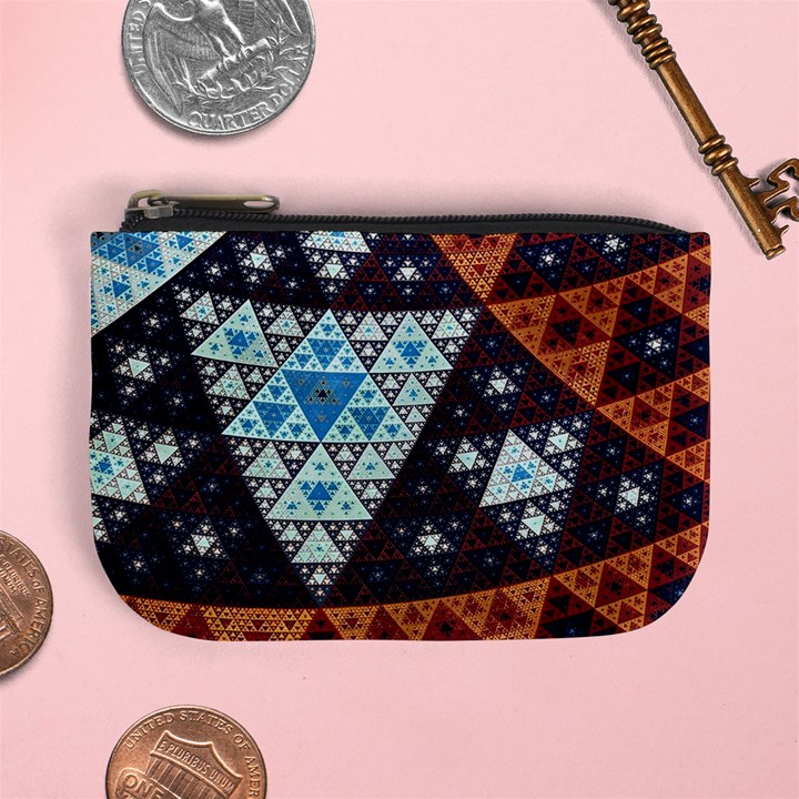 Fractal Triangle Geometric Abstract Pattern Mini Coin Purse