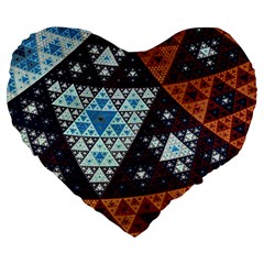 Fractal Triangle Geometric Abstract Pattern Large 19  Premium Heart Shape Cushions