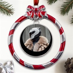 Digital Rebel 6 Metal Red Ribbon Round Ornament by 1xmerch