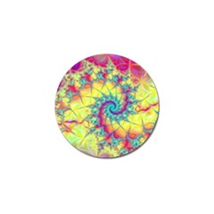 Fractal Spiral Abstract Background Vortex Yellow Golf Ball Marker