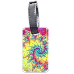 Fractal Spiral Abstract Background Vortex Yellow Luggage Tag (two Sides)