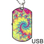 Fractal Spiral Abstract Background Vortex Yellow Dog Tag USB Flash (One Side) Front