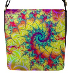 Fractal Spiral Abstract Background Vortex Yellow Flap Closure Messenger Bag (s)