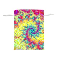 Fractal Spiral Abstract Background Vortex Yellow Lightweight Drawstring Pouch (m) by Ket1n9