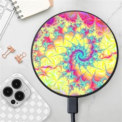 Fractal Spiral Abstract Background Vortex Yellow Wireless Fast Charger(black)