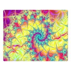 Fractal Spiral Abstract Background Vortex Yellow Premium Plush Fleece Blanket (large) by Ket1n9