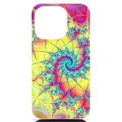 Fractal Spiral Abstract Background Vortex Yellow Iphone 14 Pro Black Uv Print Case by Ket1n9