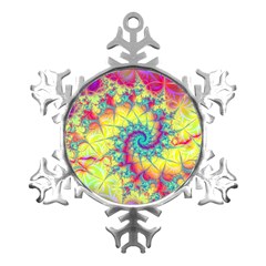 Fractal Spiral Abstract Background Vortex Yellow Metal Small Snowflake Ornament