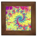 Fractal Spiral Abstract Background Vortex Yellow Framed Tile Front