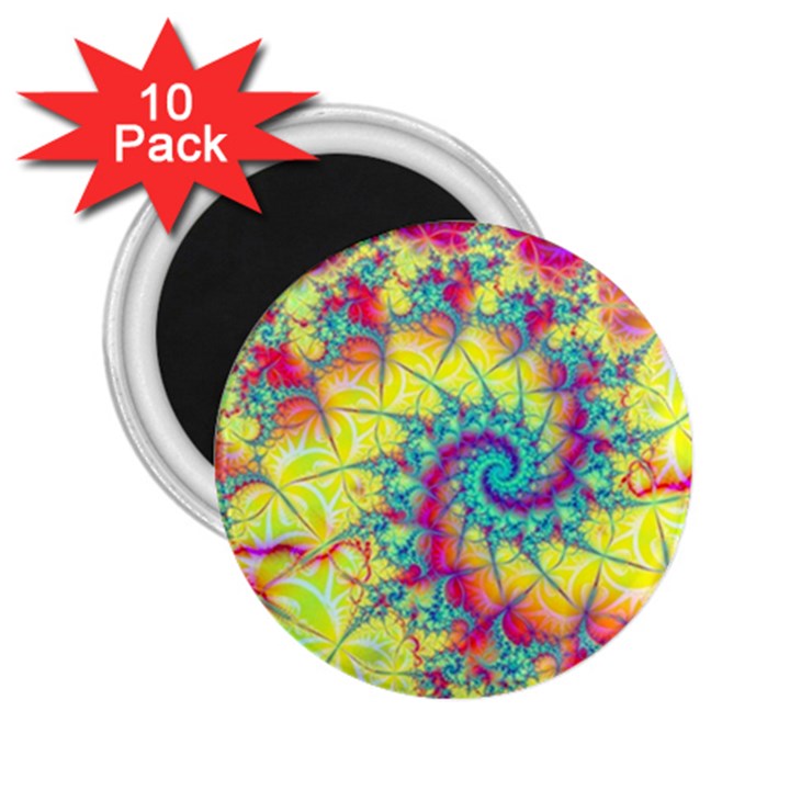 Fractal Spiral Abstract Background Vortex Yellow 2.25  Magnets (10 pack) 