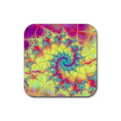 Fractal Spiral Abstract Background Vortex Yellow Rubber Coaster (square)