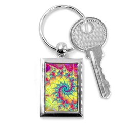 Fractal Spiral Abstract Background Vortex Yellow Key Chain (rectangle)