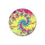 Fractal Spiral Abstract Background Vortex Yellow Magnet 3  (Round) Front