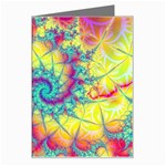 Fractal Spiral Abstract Background Vortex Yellow Greeting Card Left