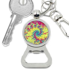 Fractal Spiral Abstract Background Vortex Yellow Bottle Opener Key Chain