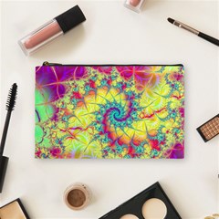 Fractal Spiral Abstract Background Vortex Yellow Cosmetic Bag (medium)